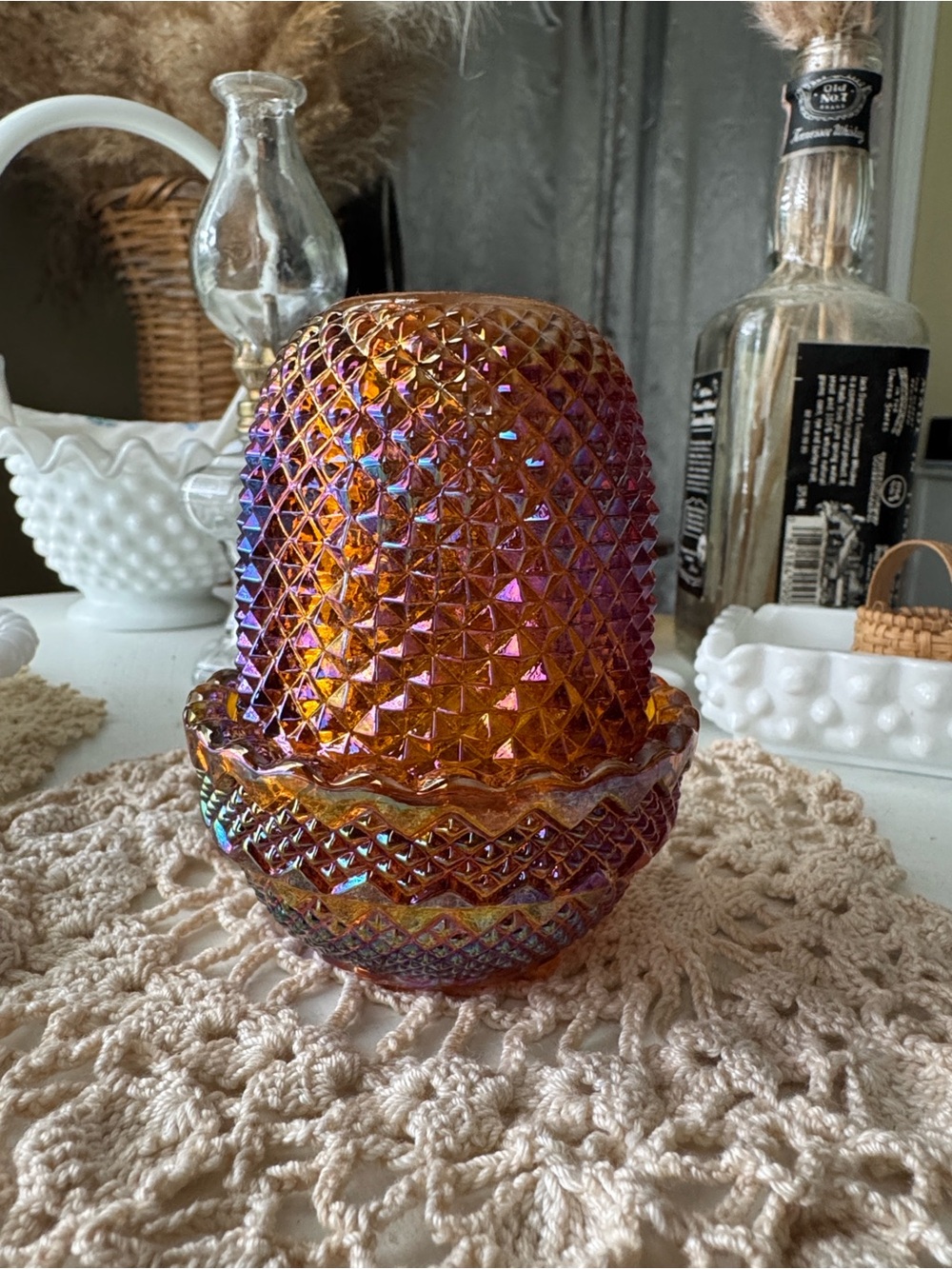 Mosser Carnival Glass Fairy Lamp - Picture 2 of 6